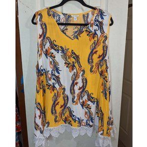 Sleeveless Patterned Lace 18/20W Cato Top